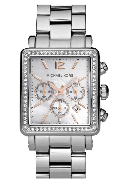 michael kors rectangle chronograph watch|Michael Kors chronograph ladies watch.